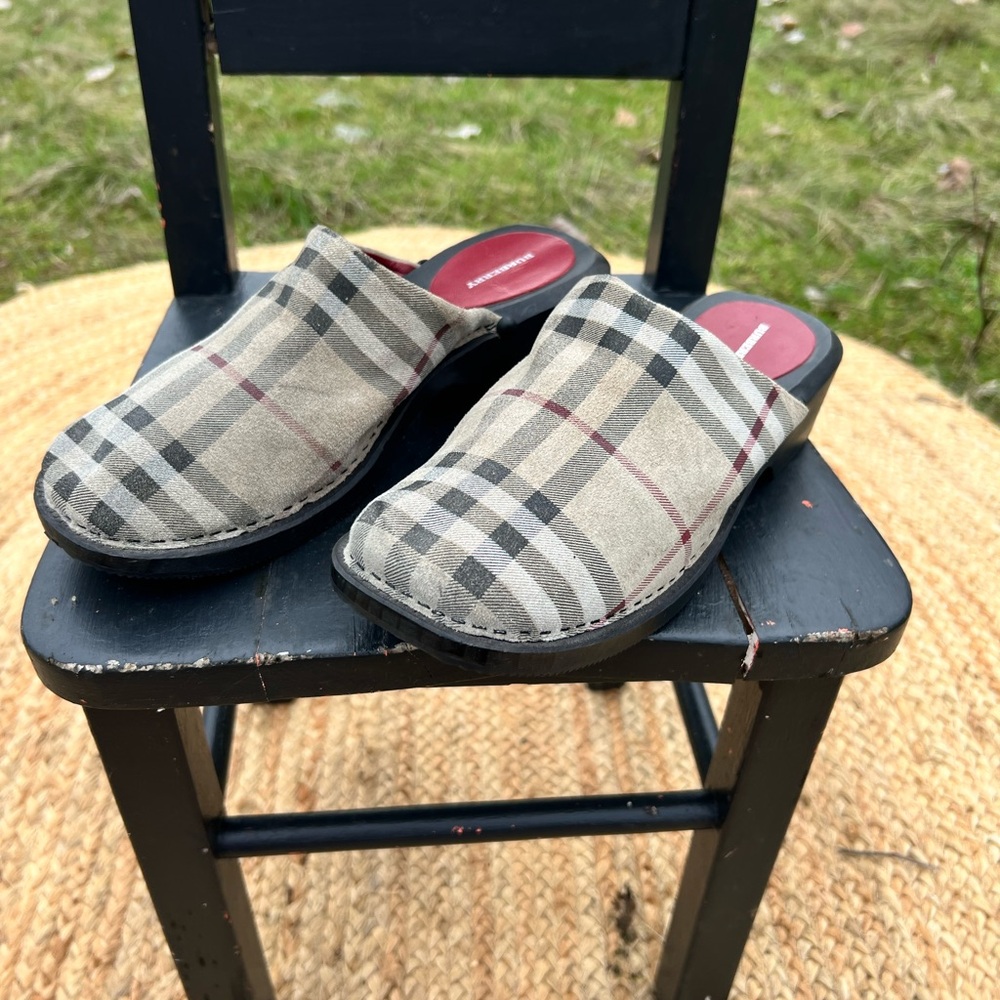Y2K Burberry Suede Clogs